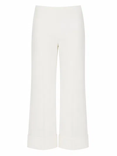 Fay Cotton-blend Cropped Wide-leg Pants In White