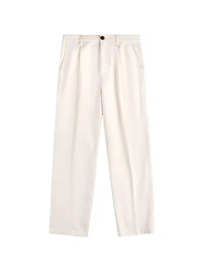 Fay Pantaloni In Cotone Ecrù Con Pinces  In Neutral