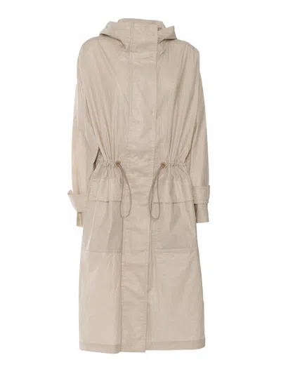 Fay Hooded Drawstring Parka In Neutral