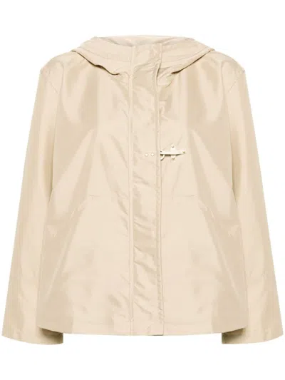 Fay Hooded Technical-poplin Parka In Beige