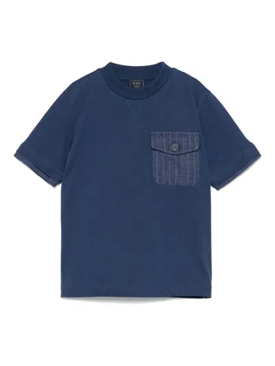 Fay Kids' Patch-pocket T-shirt In Blue