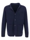 Fay Patch-pocket Wool Cardigan In Blue
