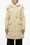 Fay Pile-borg Paded Parka With Hanger Detail In Beige