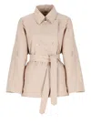 Fay Pink Short Cotton And Linen Trench Coat