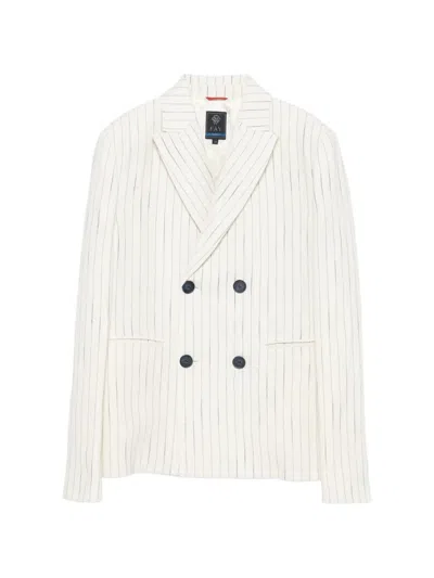 Fay Pinstripe Double-breasted Blazer In White