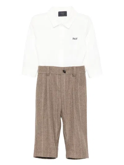 Fay Pinstripe Trousers Shirt Babygrow In Multi