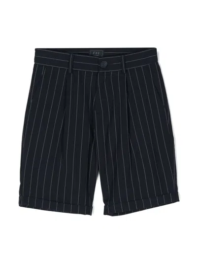 Fay Kids' Pinstriped Bermuda Shorts In Blue