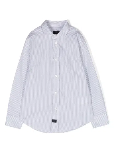 Fay Kids' Pinstriped Cotton Shirt In White