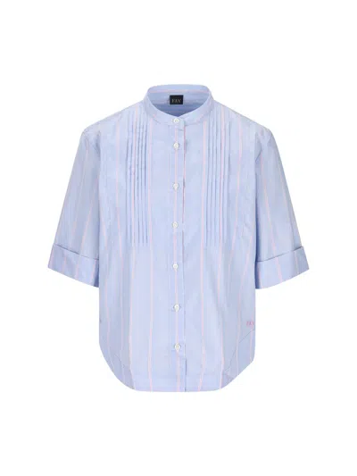 Fay Poepelin Shirt With Mandarin Collar In Azul Claro