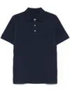 Fay Navy Blue Polo Shirt Short-slevees With Embroidered Logo In Blue