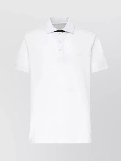 Fay Pique Polo Shirt Logo In White