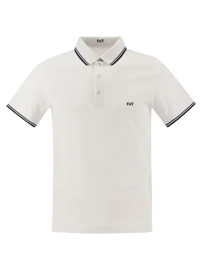 Fay Piquet Double Collar Polo Shirt In White