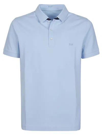 Fay Piquet Polo Shirt In Light Blue