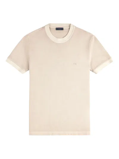 Fay Piquet Ribbed T-shirt In Neutral