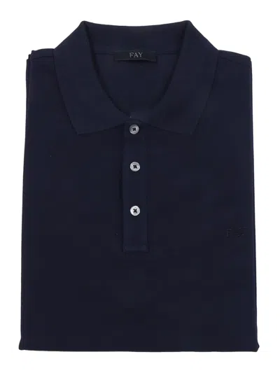 Fay Piquet Stretch Polo In Blue