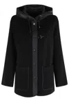 Fay Straight Silhouette Short Coat With Quilted Hood In Black