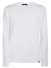 Fay Plain White Cotton Ribbed Sweater In Multi