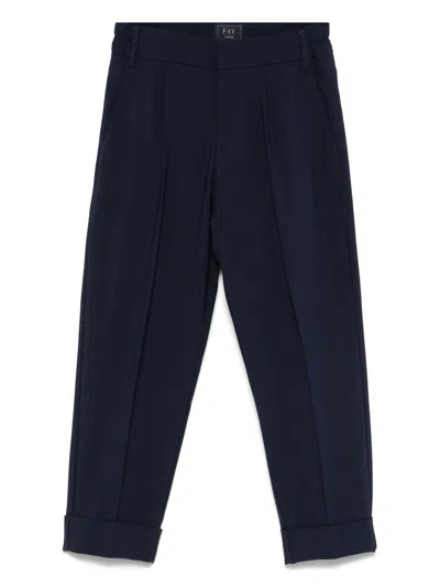 Fay Kids' Pleat-detailing Trousers In Blue