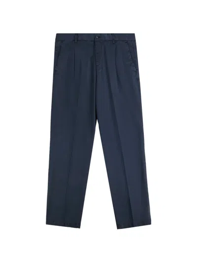 Fay Pleated Chino Trousers In Blue