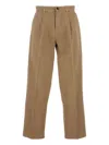 Fay Pleated Cotton Trousers In Brown