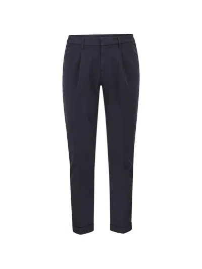 Fay Pleated Turned-up Trousers In Blue