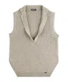 Fay Knitted Cotton Vest With Side Slits In Nude