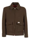 Fay Plush Textured Jacket With Classic Collar In Multi