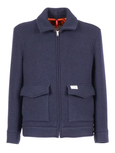 Fay Plush Truck Jacket With Structured Collar In Gray