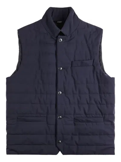 Fay Pockets Padded Gillet In Blue
