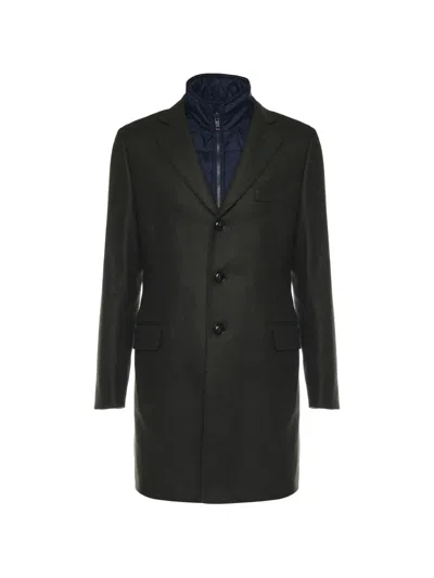 Fay Pocketsquare Slit Gilet And Coat (set Of Two) In Green