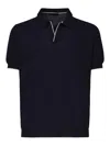 Fay Buttonless Polo Shirt With Ribbed Hem And Short Sleeves In Blue