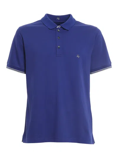 Fay Logo Lettering Embroidery Polo In Blue
