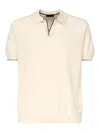 Fay Buttonless Polo Shirt Ribbed Finish In Beige
