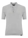 Fay Cotton Knit Polo In Gray