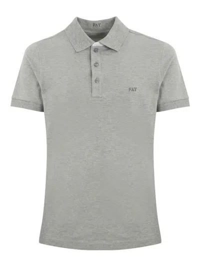 Fay Stretch Pique Polo In Gray