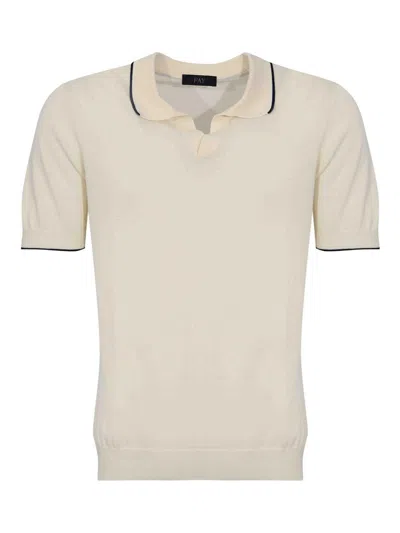 Fay Cotton Knitted Polo Shirt In White