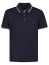 Fay Stretch Piquet Ribbed Polo Shirt In Blue