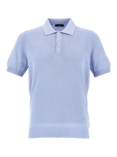 Fay Light Blue Short-sleeve Polo Shirt In Animal Print
