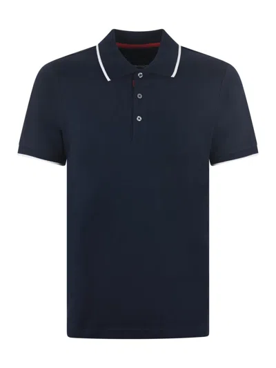 Fay Tipped Short-sleeve Polo Shirt In Blu