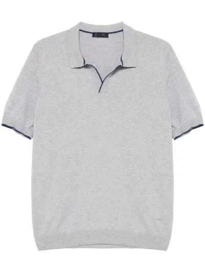 Fay Cotton Buttonless Polo Shirt In Grey