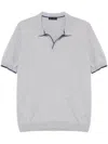 Fay Cotton Buttonless Polo Shirt In Grey