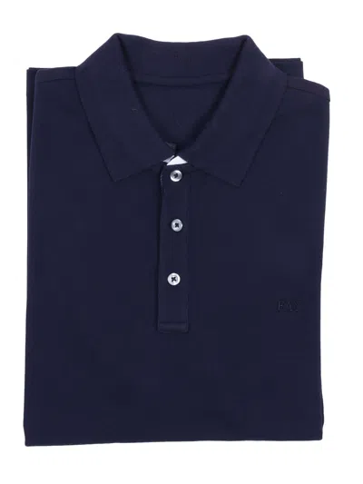 Fay Polo Db Collar Piquet Str. Bicolor In Blue