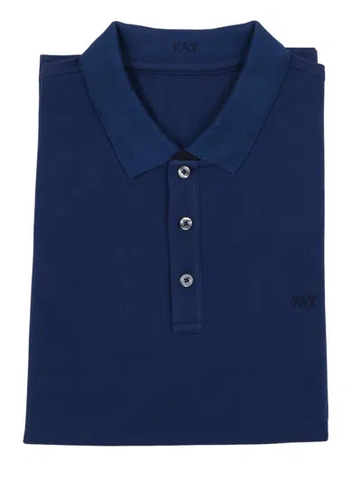 Fay Polo Db Collar Piquet Str. Bicolor In Blue