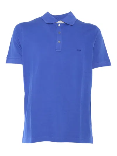 Fay Polo Db Collar Piquet Str. Bicolor In Blue