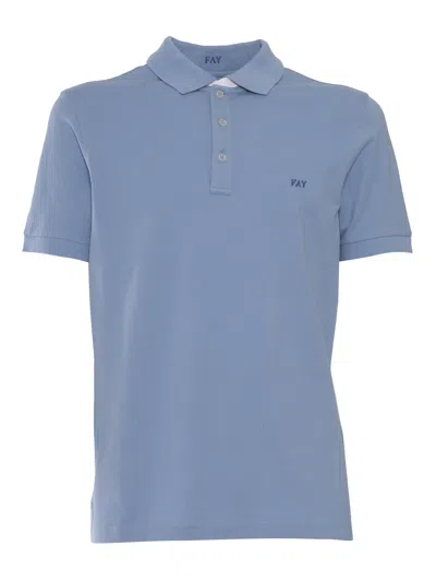 Fay Polo Db Collar Piquet Str. Bicolor In Blue