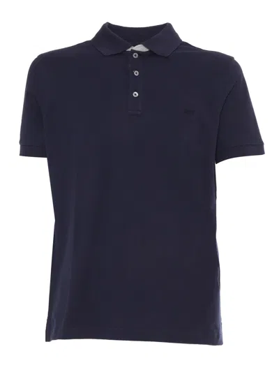 Fay Polo Db Collar Piquet Str. Bicolor In Black