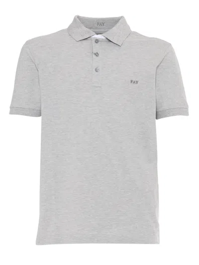 Fay Polo Db Collar Piquet Str. Bicolor In Gray