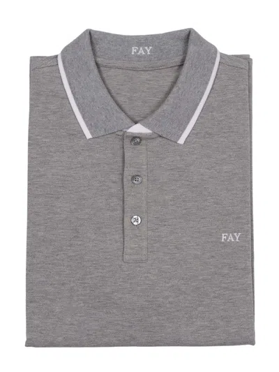 Fay Polo Db Collar Piquet Str. Stripes In Gray