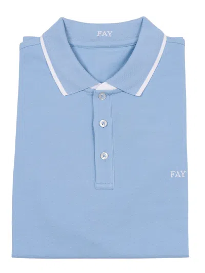 Fay Polo Db Collar Piquet Str. Stripes In Gray