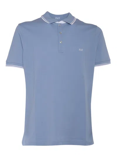 Fay Polo Db Collar Piquet Str. Stripes In Blue
